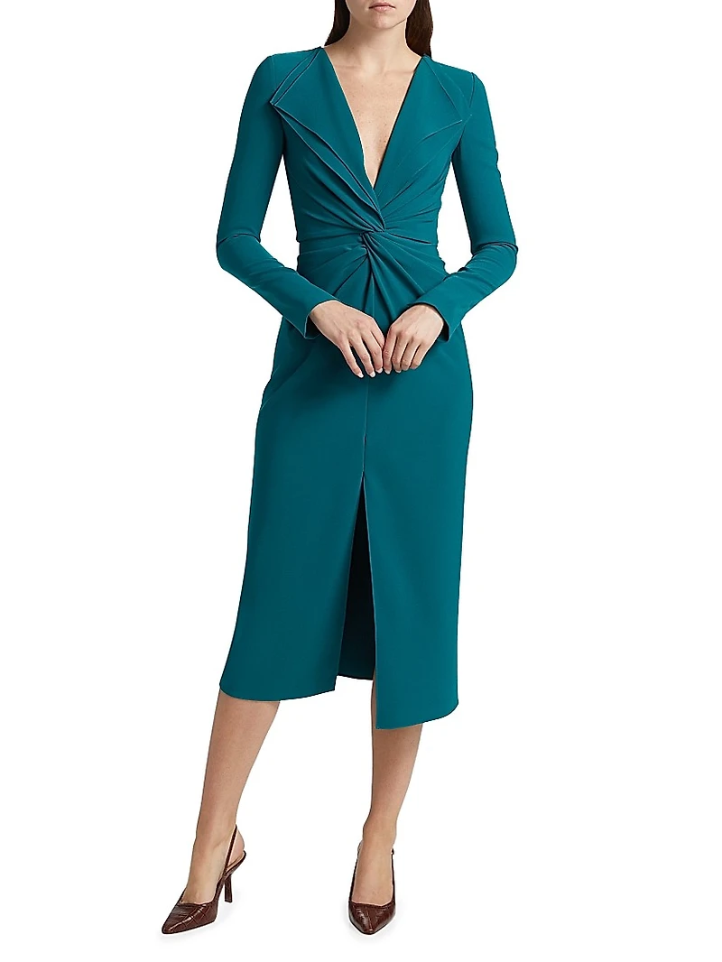 Lily Twist Long-Sleeve Midi-Dress