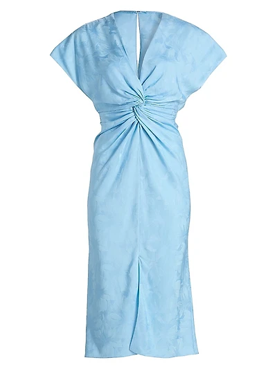 Jackie Jacquard Twist-Front Cocktail Dress