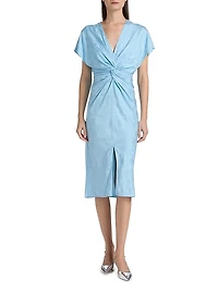 Jackie Jacquard Twist-Front Cocktail Dress