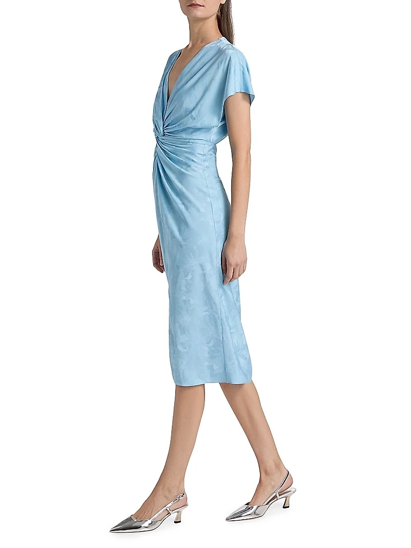 Jackie Jacquard Twist-Front Cocktail Dress