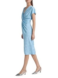 Jackie Jacquard Twist-Front Cocktail Dress