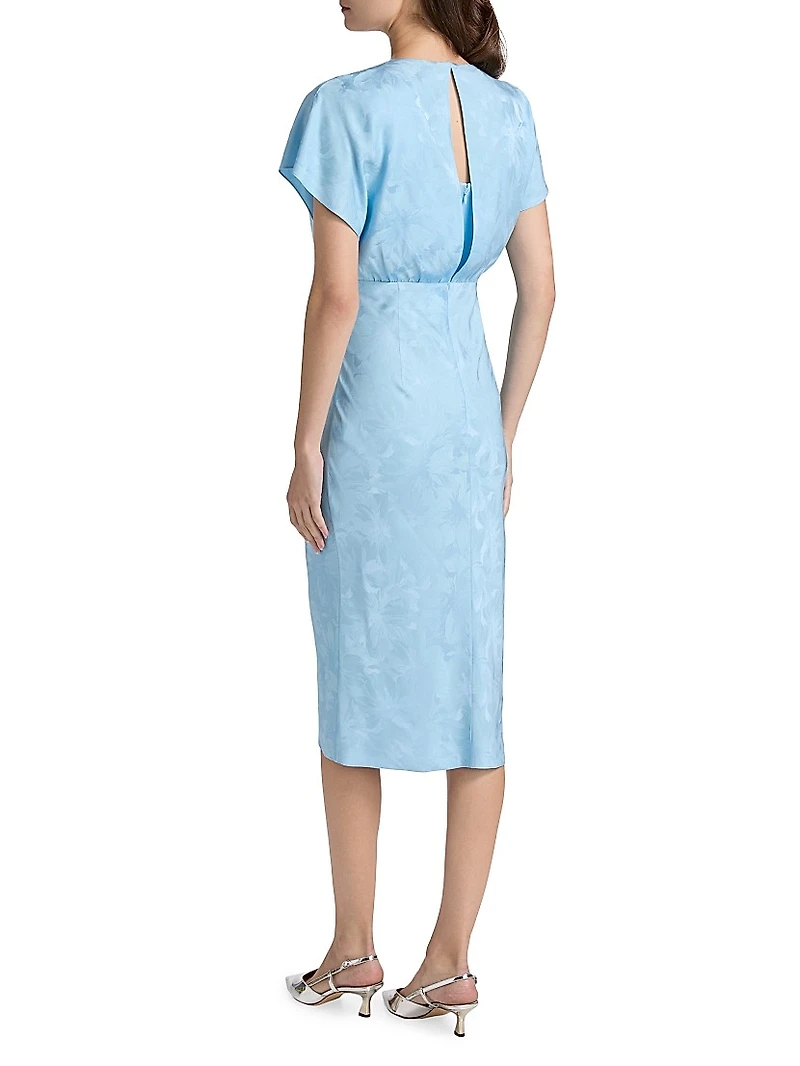 Jackie Jacquard Twist-Front Cocktail Dress