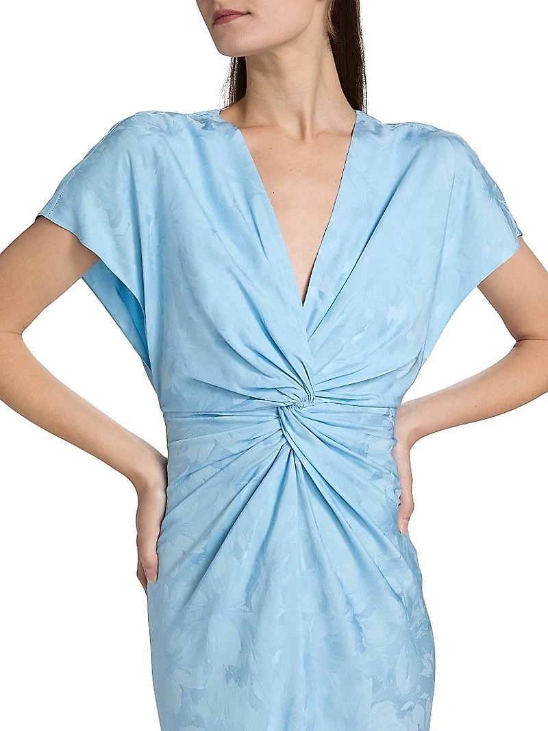 Jackie Jacquard Twist-Front Cocktail Dress
