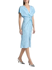 Jackie Jacquard Twist-Front Cocktail Dress