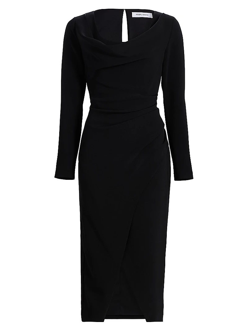 Cowlneck Ruched Sheath Dress