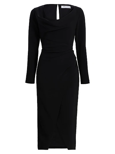 Cowlneck Ruched Sheath Dress