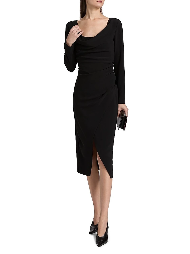 Cowlneck Ruched Sheath Dress