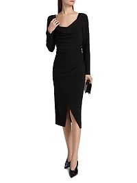 Cowlneck Ruched Sheath Dress