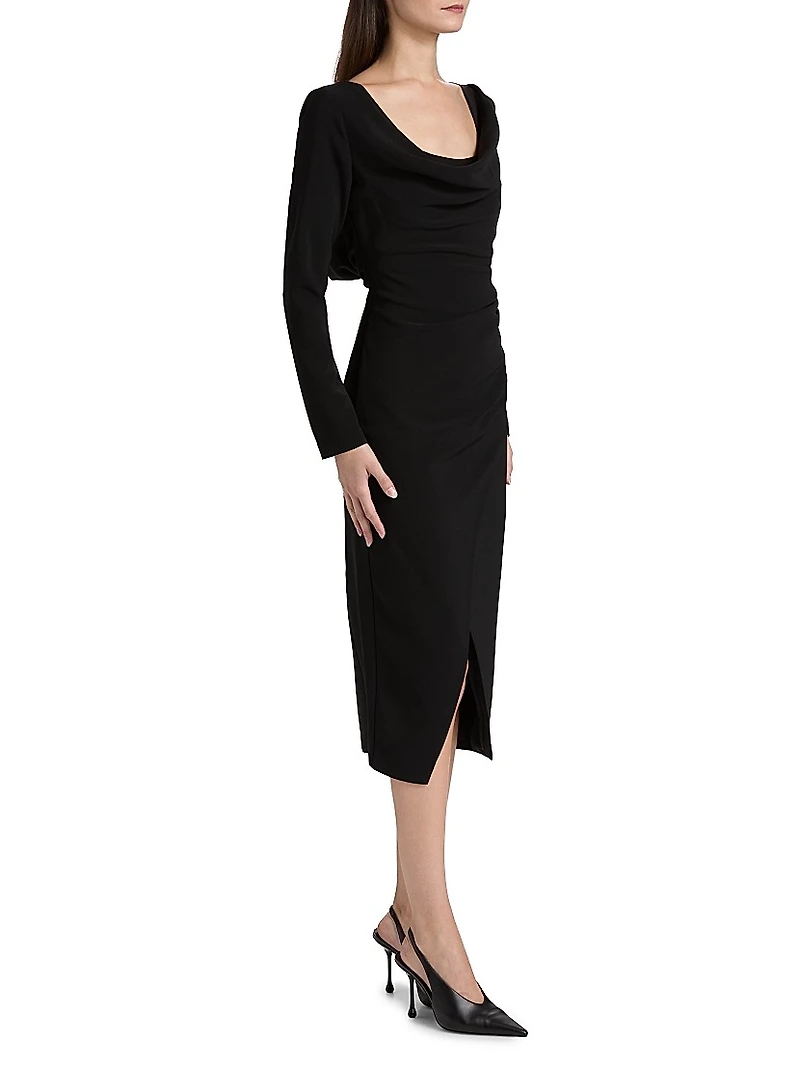 Cowlneck Ruched Sheath Dress