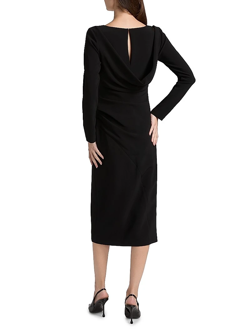 Cowlneck Ruched Sheath Dress