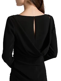 Cowlneck Ruched Sheath Dress