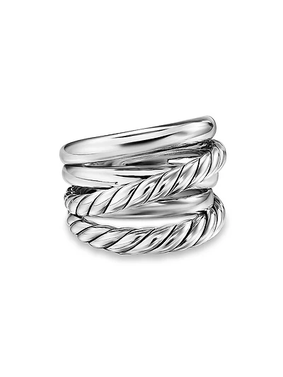 Crossover Five Row Ring Sterling Silver, 17.5MM