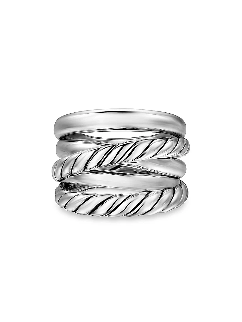 Crossover Five Row Ring Sterling Silver, 17.5MM