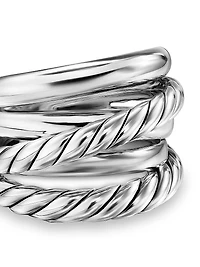 Crossover Five Row Ring Sterling Silver, 17.5MM