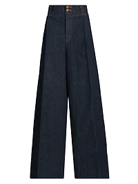 Hypnotic Tailored Wide-Leg Denim Pants