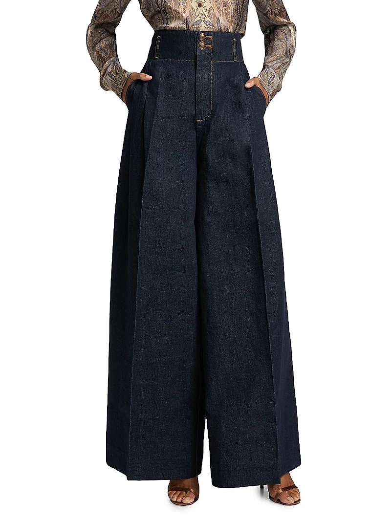 Hypnotic Tailored Wide-Leg Denim Pants