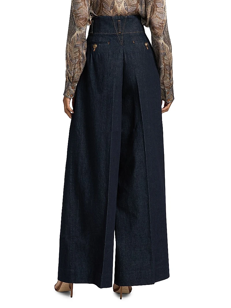 Hypnotic Tailored Wide-Leg Denim Pants