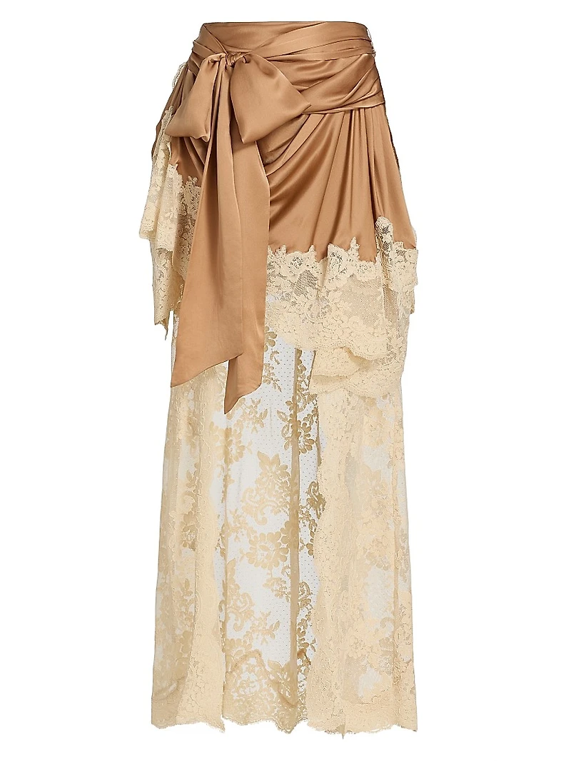 Hypnotic Satin Drape High-Low Skirt