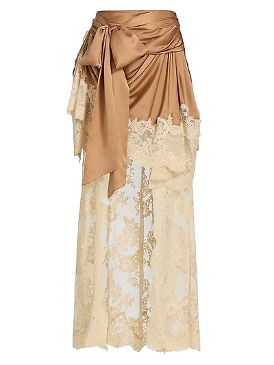 Hypnotic Satin Drape High-Low Skirt