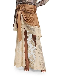 Hypnotic Satin Drape High-Low Skirt