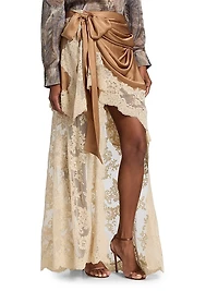 Hypnotic Satin Drape High-Low Skirt