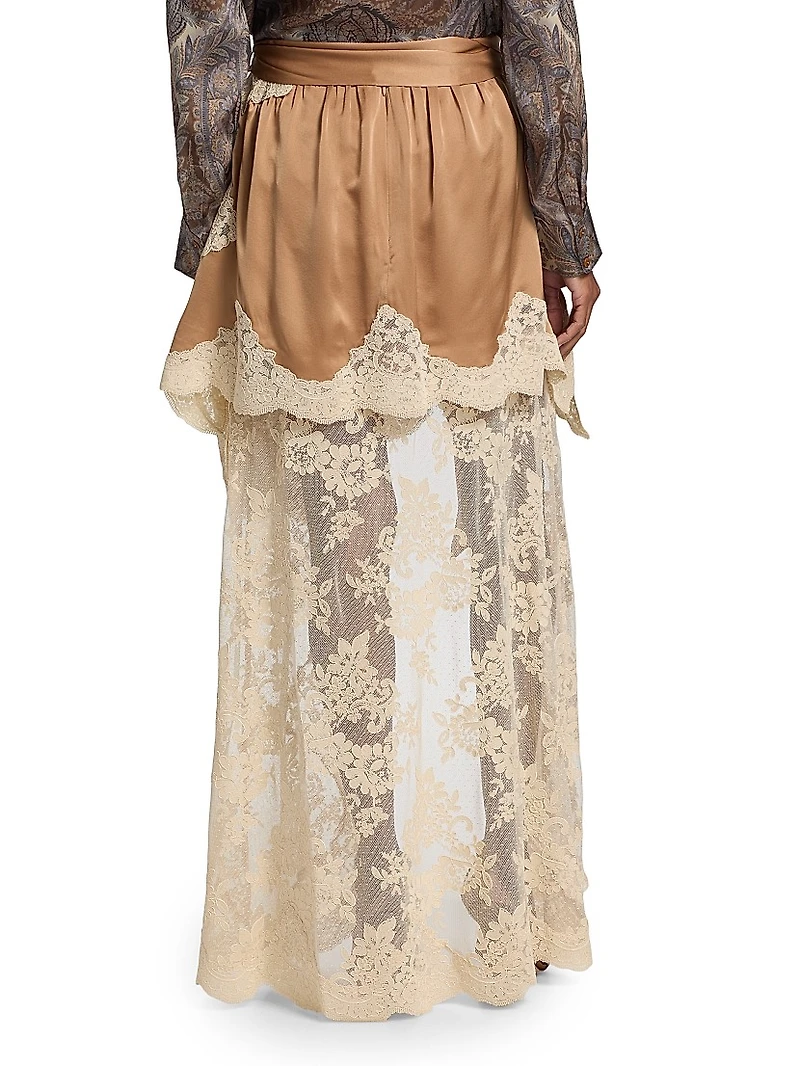 Hypnotic Satin Drape High-Low Skirt