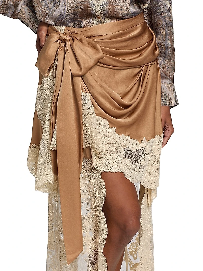 Hypnotic Satin Drape High-Low Skirt
