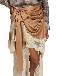 Hypnotic Satin Drape High-Low Skirt