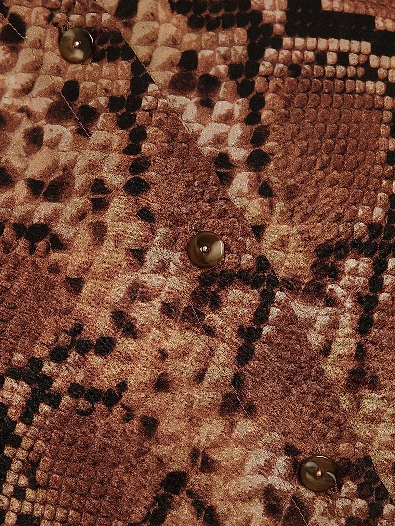 Hypnotic Snake Silk Button-Front Shirt
