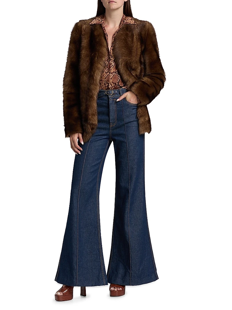 Hypnotic Snake Silk Button-Front Shirt