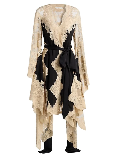 Hypnotic Lace & Satin Wrap Dress