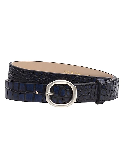 Audrey Croc-Embossed Leather Belt