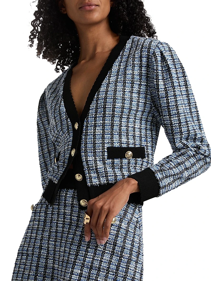 Ky Stretch Tweed Cardigan Jacket