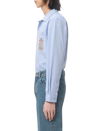 Oxford Cotton Shirt with Floral Embroidery