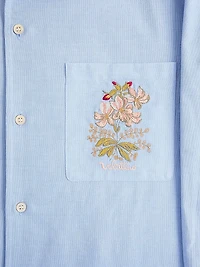 Oxford Cotton Shirt with Floral Embroidery