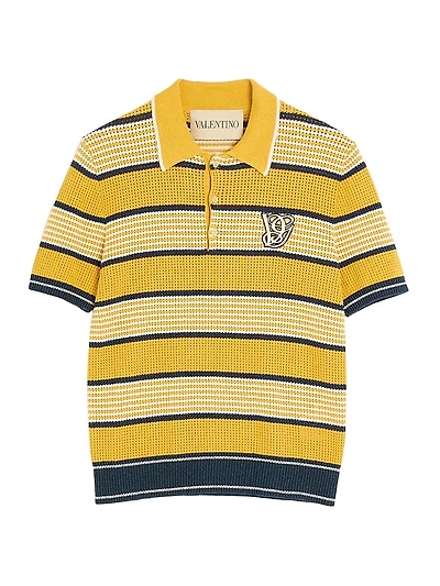 Linen and Cotton Polo Shirt with VG Patch