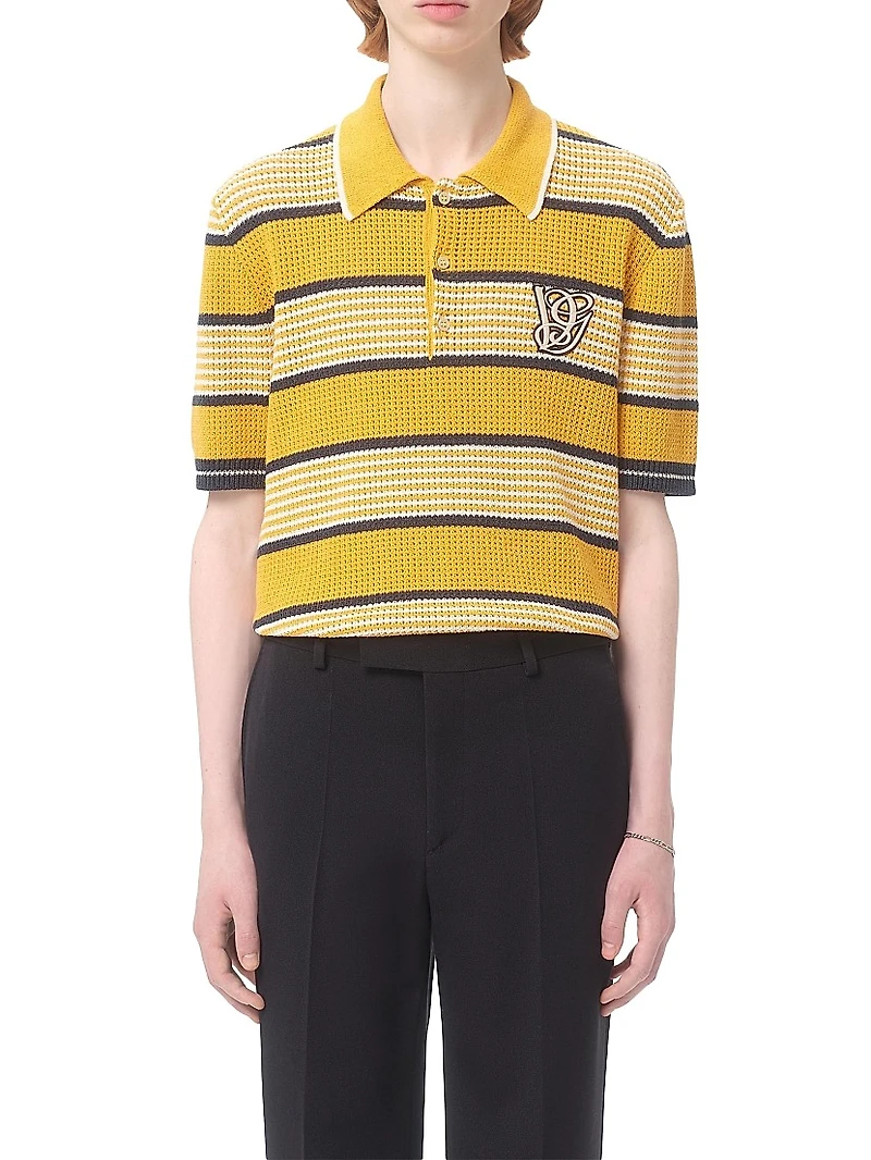 Linen and Cotton Polo Shirt with VG Patch