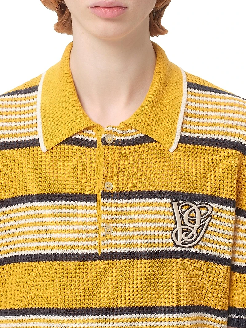 Linen and Cotton Polo Shirt with VG Patch