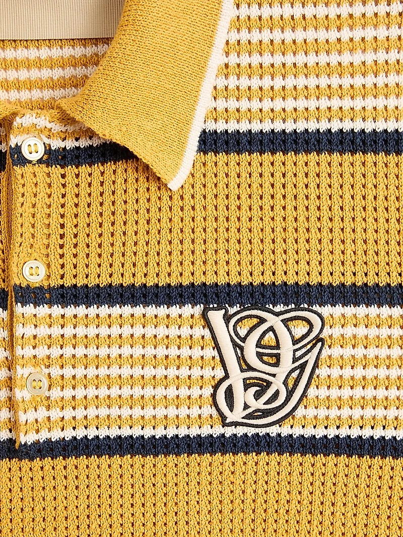 Linen and Cotton Polo Shirt with VG Patch