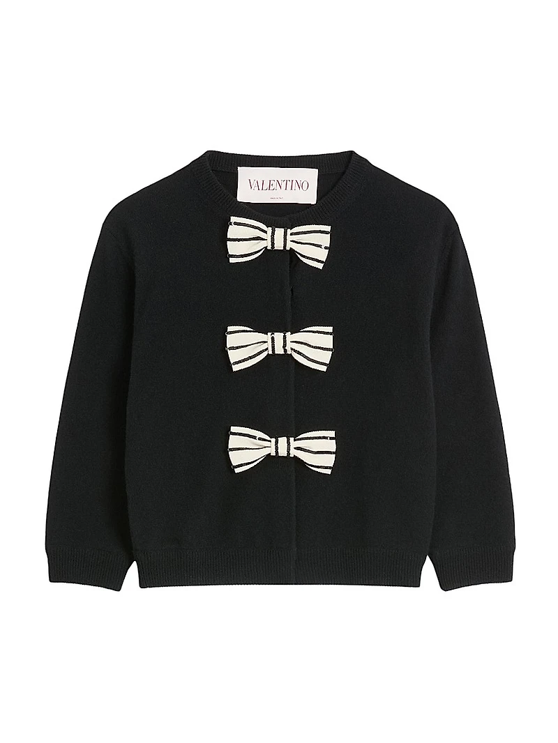 Cardigan with Embroidered Bows
