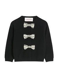 Cardigan with Embroidered Bows