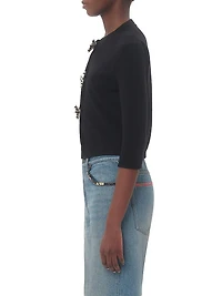 Cardigan with Embroidered Bows