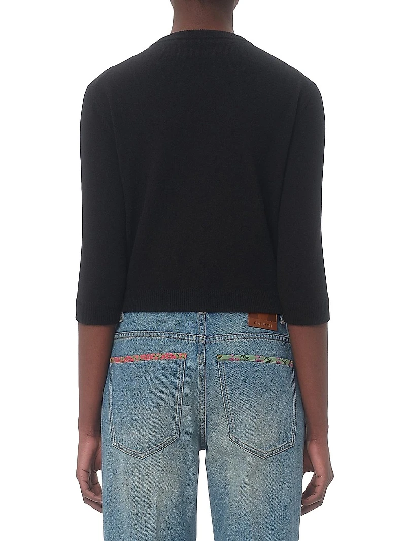 Cardigan with Embroidered Bows