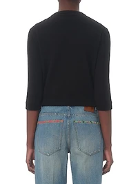 Cardigan with Embroidered Bows