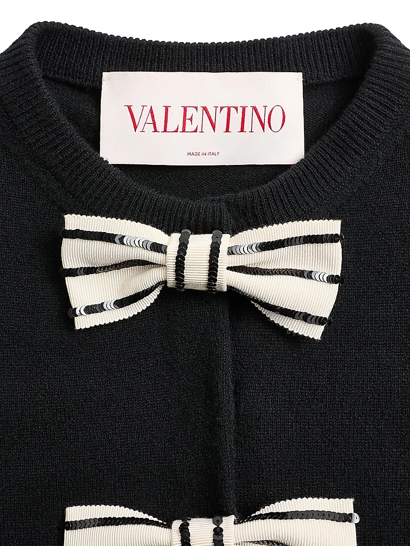 Cardigan with Embroidered Bows