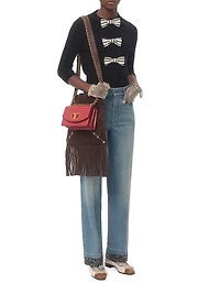 Cardigan with Embroidered Bows