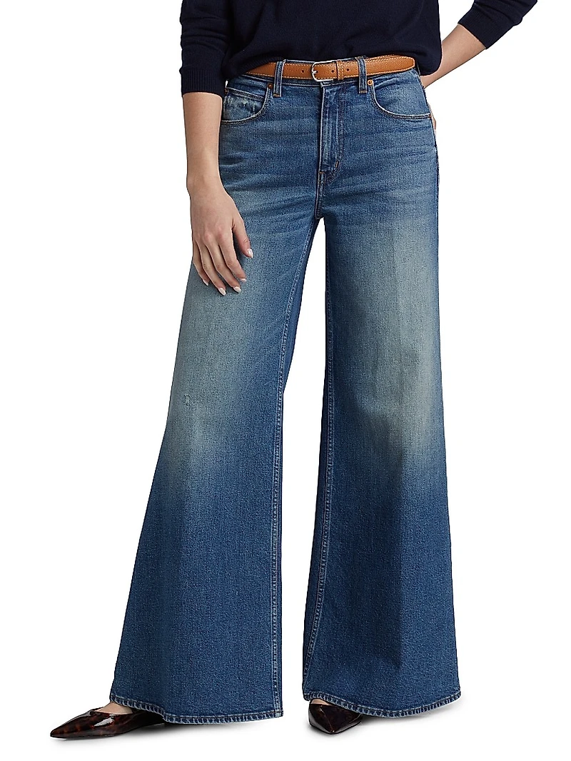 Palazzo Mid-Rise Wide-Leg Jeans