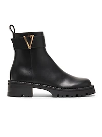 V-Logo Leather Ankle Booties