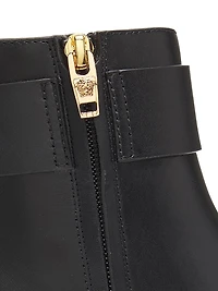 V-Logo Leather Ankle Booties