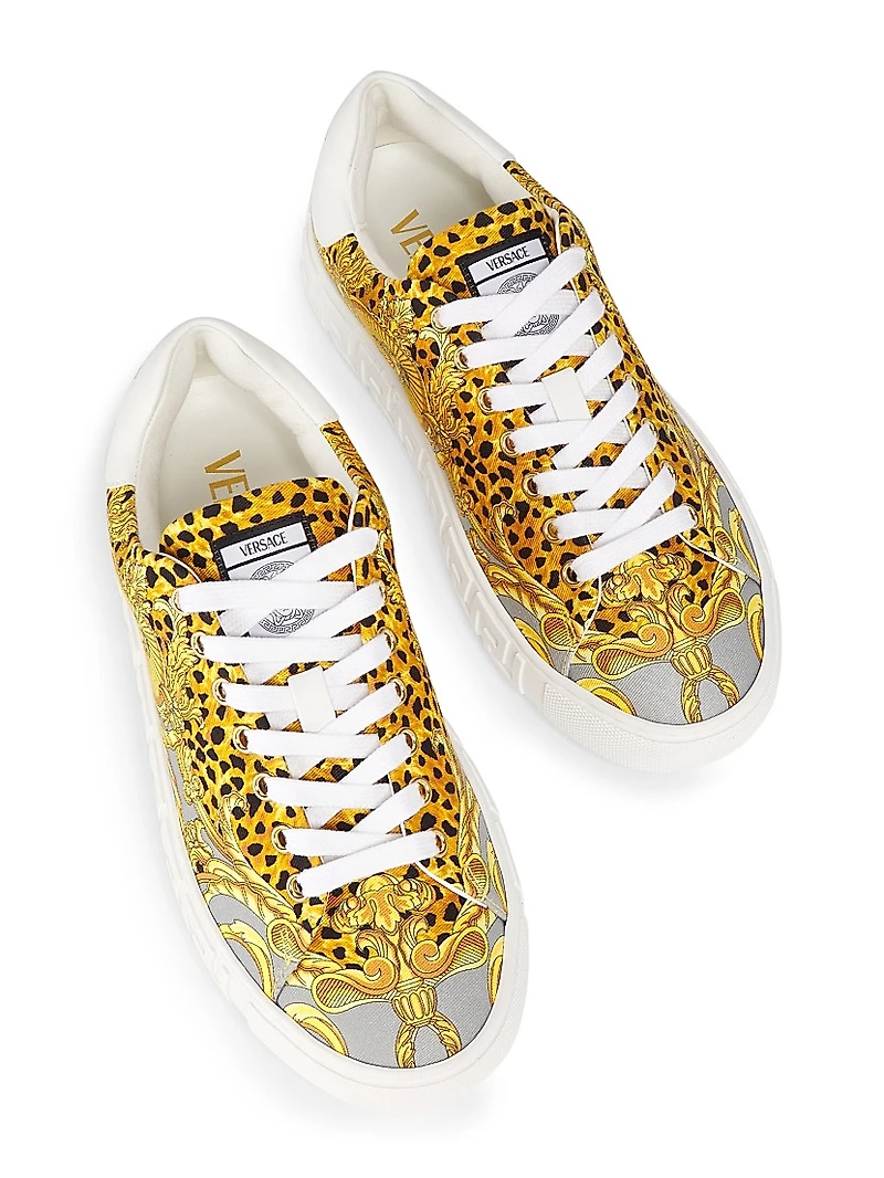 Cheetah Foulard-Print Low-Top Sneakers